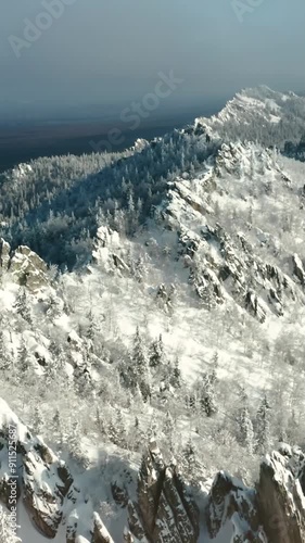 Wallpaper Mural Aerial view of beautiful snow forrest during winter Torontodigital.ca