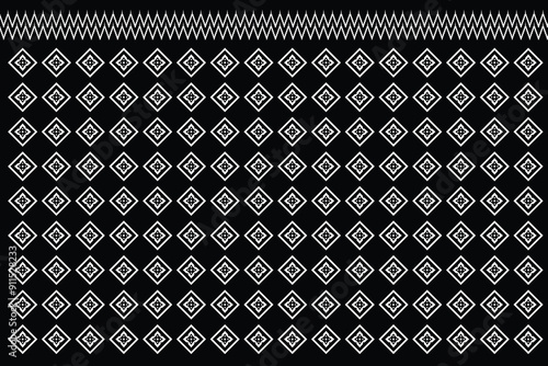 Wavy pattern fabric, Thai pattern fabric, Thai pattern fabric, black and white For printing design work