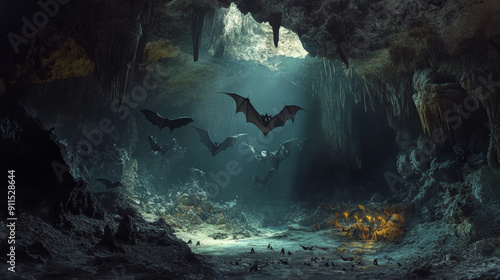 Include cave-dwelling creatures such as bats, blind fish, cave crickets, and other unique fauna, illustrating the specialized ecosystems that exist in these environments photo