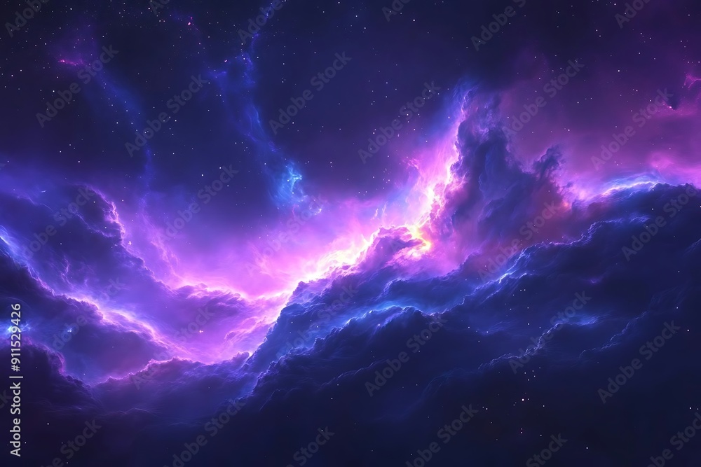 Purple and Blue Nebula with Stars Purple and Blue Nebula with Stars