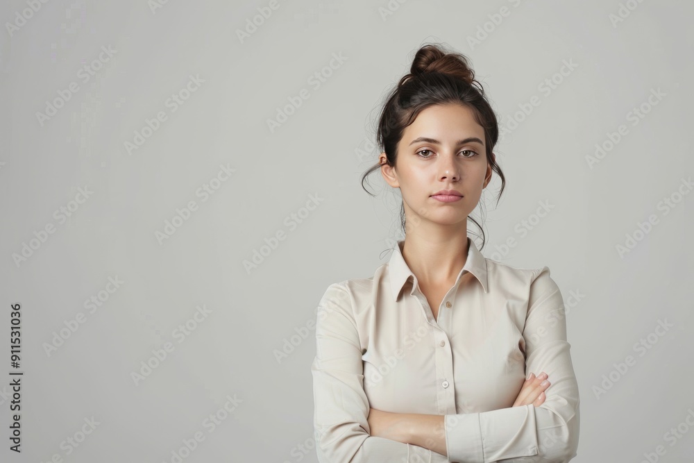 Confident Young Woman in Business Attire with Arms Crossed Confident Young Woman in Business Attire with Arms Crossed