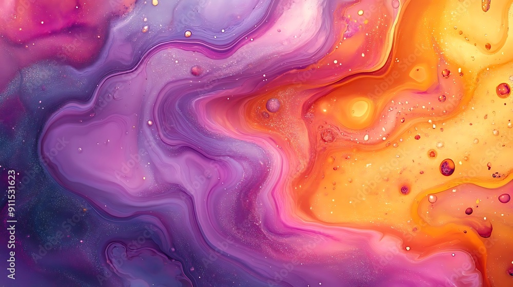 Abstract Purple and Orange Swirls with Glitter Abstract Purple and Orange Swirls with Glitter