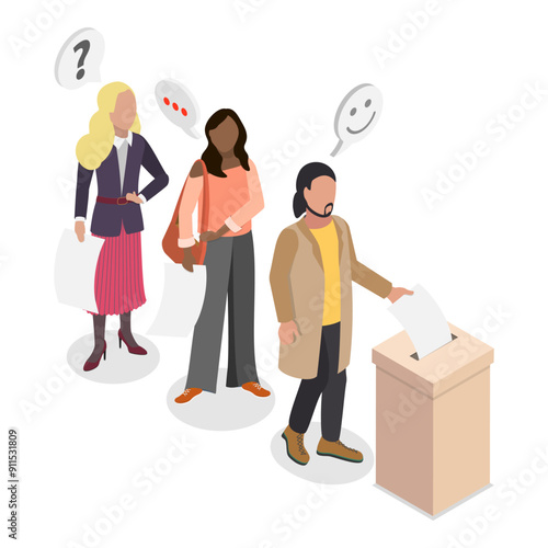 3D Isometric Flat Vector Illustration of Political Election Process , Debates and Democratic Voting. Item 4