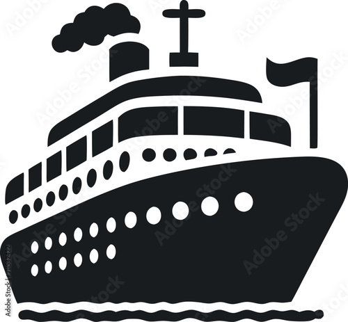 Silhouette of a cruise ship icon with a white background vector illustration