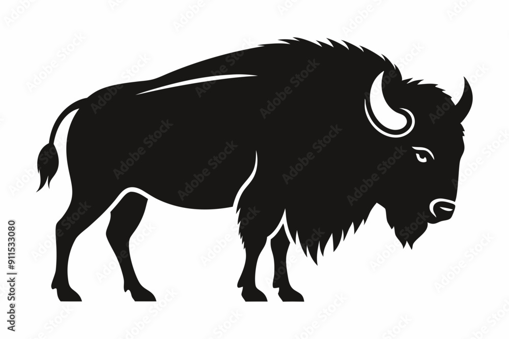 Bison buffalo vector silhouette, bison icon Bison buffalo vector silhouette, bison icon
