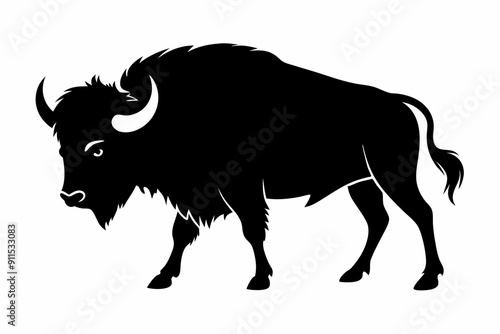 Bison buffalo vector silhouette, bison icon