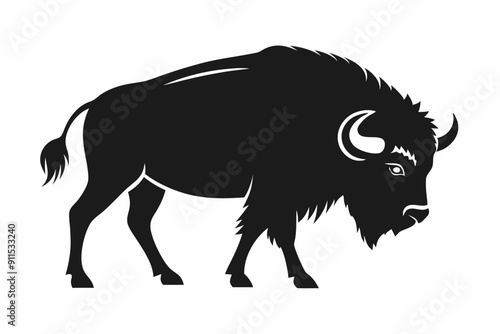 Bison buffalo vector silhouette, bison icon