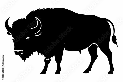 Bison buffalo vector silhouette, bison icon