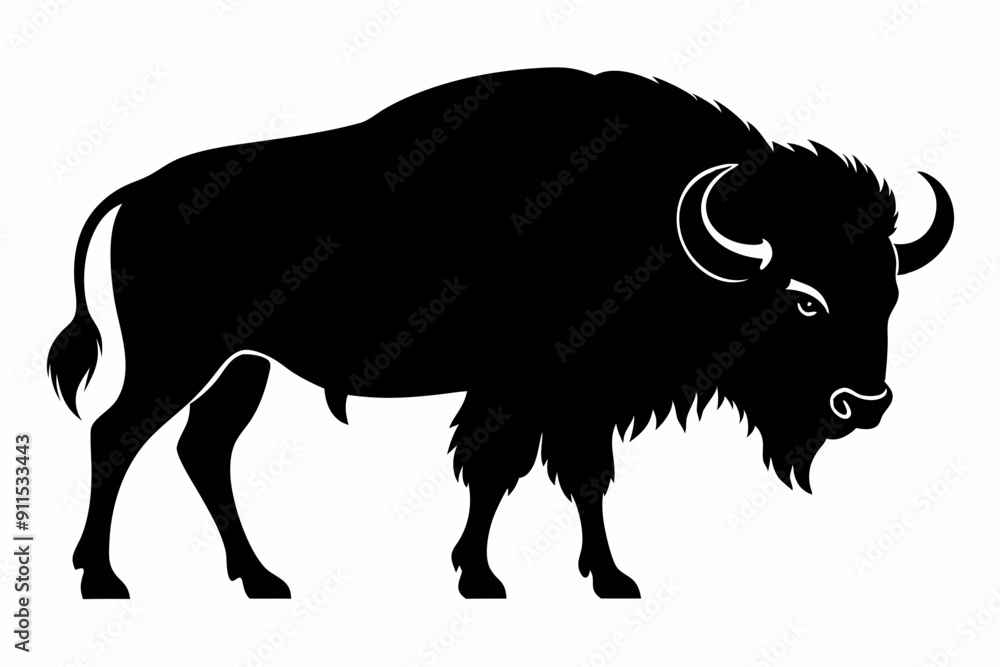 Bison buffalo vector silhouette, bison icon Bison buffalo vector silhouette, bison icon