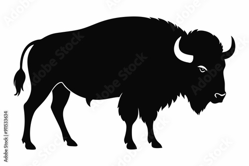american bison silhouette, bison vector illustration, bison icon

