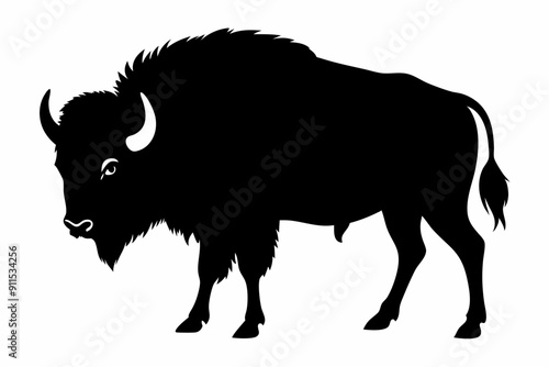 american bison silhouette, bison vector illustration, bison icon
