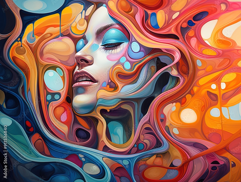 colorful abstract background in the shape of a woman's face colorful abstract background in the shape of a woman's face