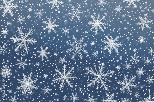 A blue background with snowflakes falling on it. The snowflakes are white and scattered all over the background