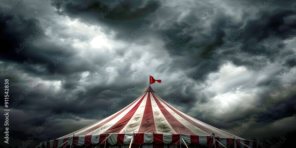 Obraz premium An ancient gloomy circus under storm clouds