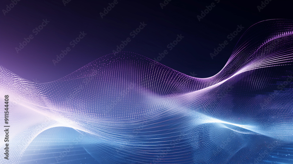 A blue and purple wave with white dots A blue and purple wave with white dots
