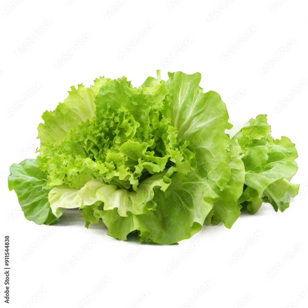 A bunch of green lettuce on a white background. Isolated on transparent background A bunch of green lettuce on a white background. Isolated on transparent background