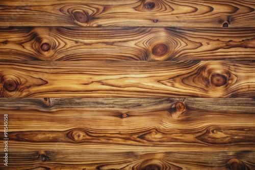 Rustic hickory wood grain pattern background featuring distinctive dark streaks and knots on a warm brown surface with subtle texture and natural imperfections.