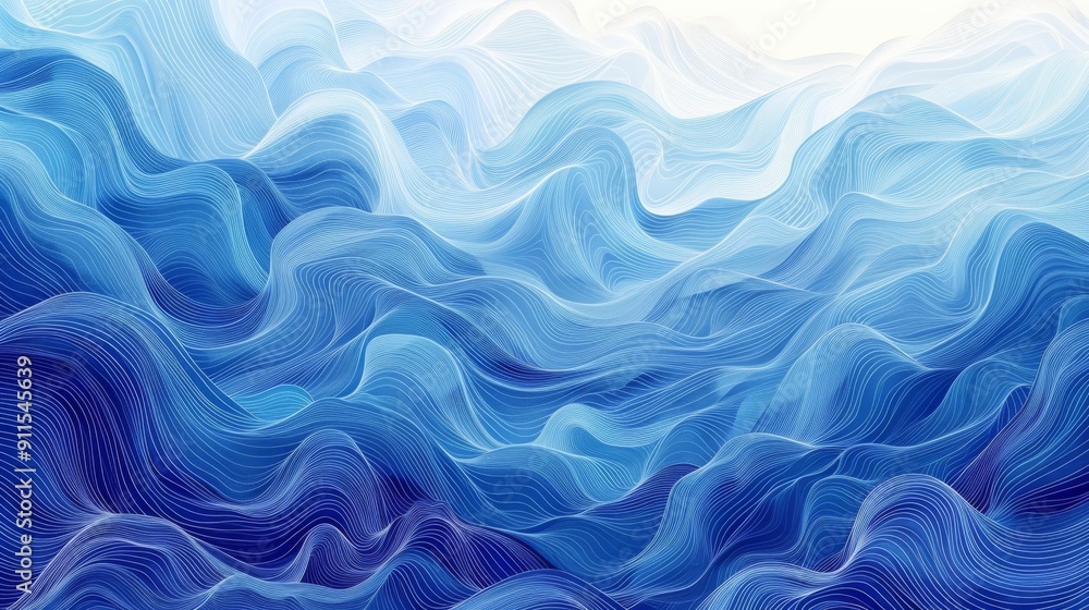 Fototapeta premium Abstract background with flowing blue waves