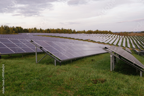 Landscape solar pannels grass field photovoltaics company