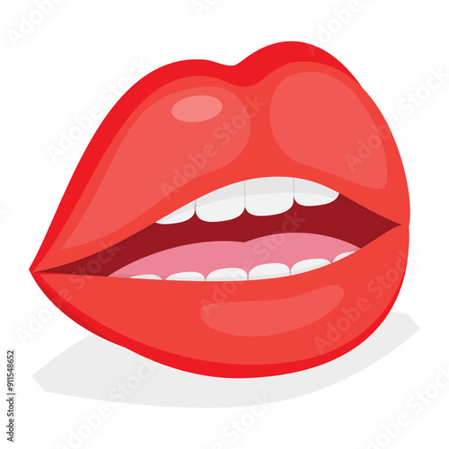 3D Isometric Flat Vector Set of Female Lips, Expression Different Emotions. Item 4