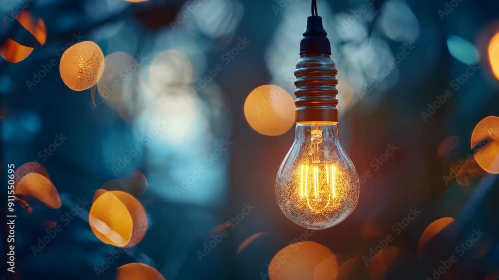 whimsical atmosphere lightbulb with bokeh light shiny glowing background, light fly around whimsical atmosphere lightbulb with bokeh light shiny glowing background, light fly around
