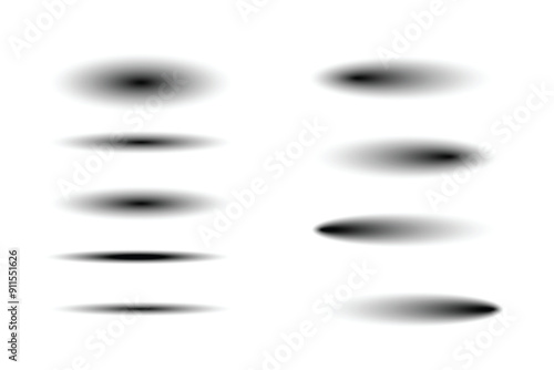 Set of transparent shadows. Realistic shadow effect. Poster, flyer, business card, banner. On a transparent background.