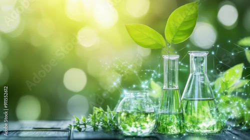 Green chemistry processes for eco friendly manufacturing solid background. Biotechnology photo