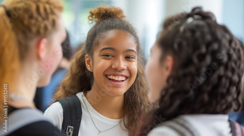 First year students engaging in ice-breakers and getting to know each other in school --ar 16:9 --v 6 Job ID: 630104d7-3e1e-4f98-9f7b-68336f90ff65 photo