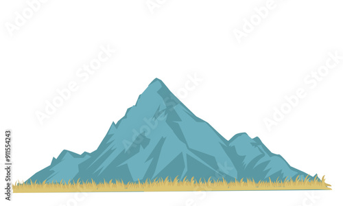 mountains with grass vector with separate white background