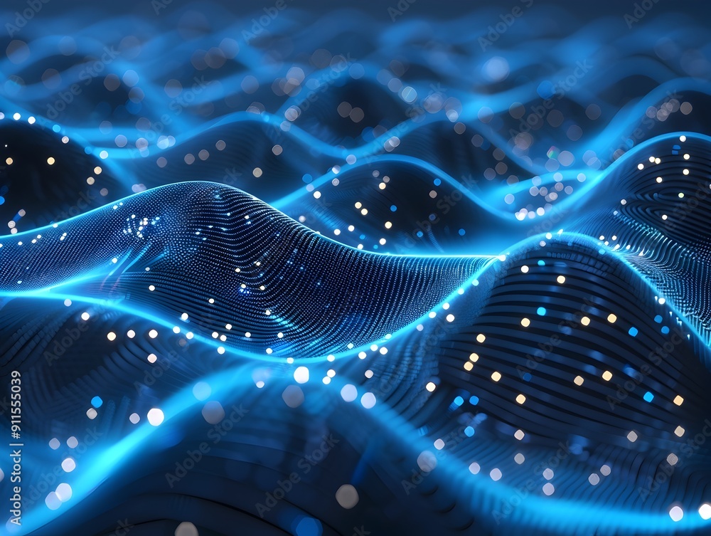 Futuristic Isometric Icon of Digital Network Waves Representing Data Transmission and Connectivity Futuristic Isometric Icon of Digital Network Waves Representing Data Transmission and Connectivity