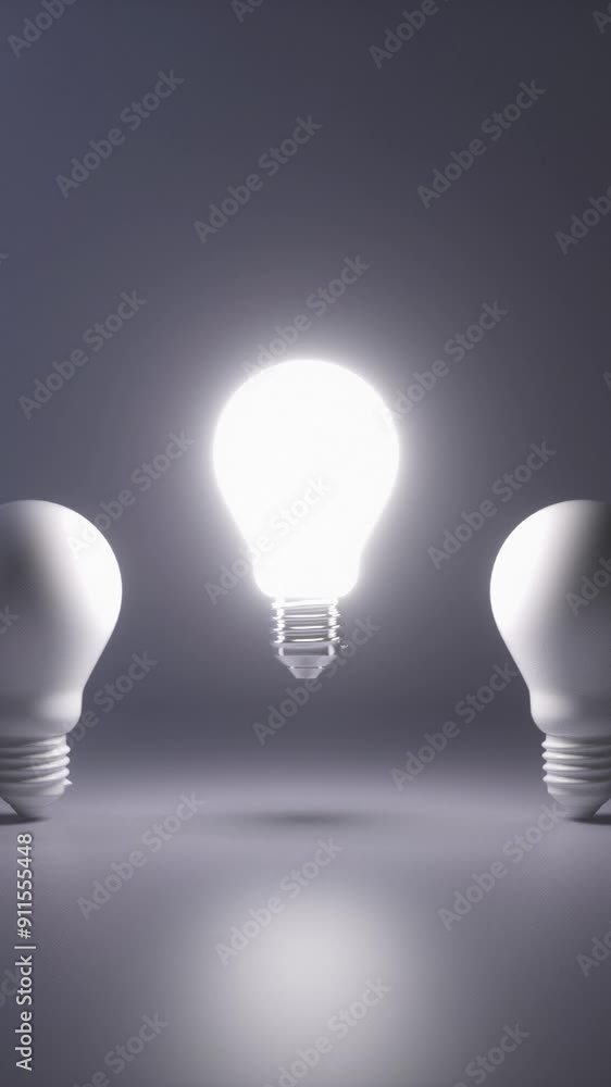 Creative new idea concept with light bulbs.One light bulb standing out from others bulbs floating on dark background.Business,success,think positive, inspiration,solution.Vertical phone wallpaper Creative new idea concept with light bulbs.One light bulb standing out from others bulbs floating on dark background.Business,success,think positive, inspiration,solution.Vertical phone wallpaper