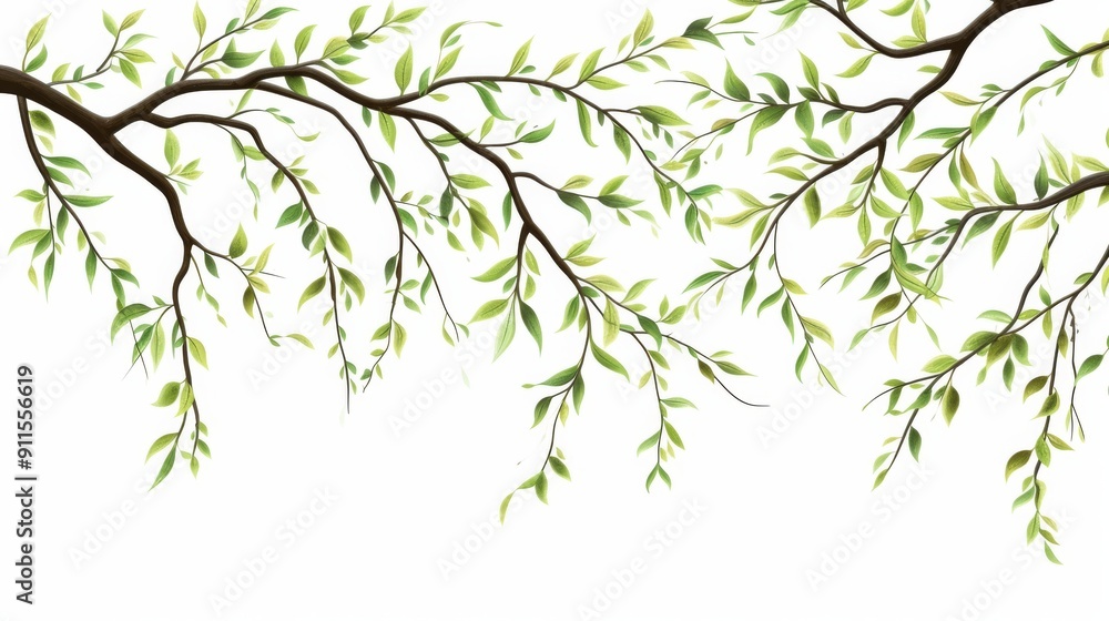 Illustration of willow tree branches Illustration of willow tree branches