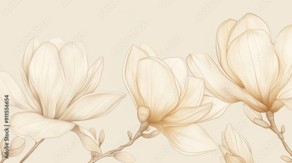 Illustration of magnolia flowers Illustration of magnolia flowers