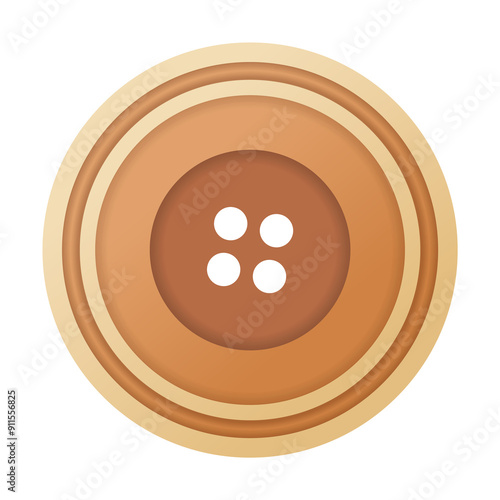 Sewing button icon, isolated on white. Circular button for clothes, art or crafts. Fashion and needlework. isolated illustration