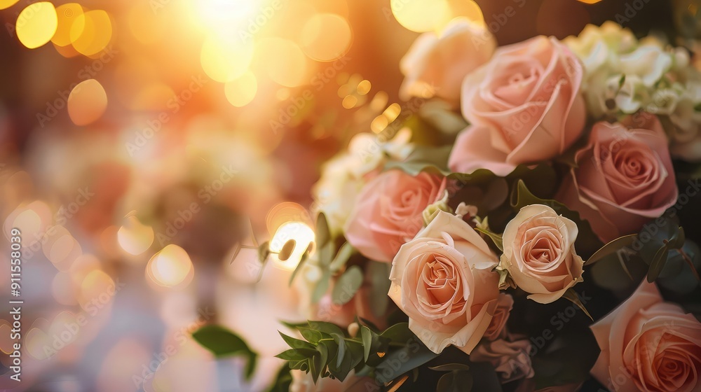 Beautiful bouquet of pink roses in soft sunlight, perfect for romantic occasions and wedding themes with elegant and warm lighting. Beautiful bouquet of pink roses in soft sunlight, perfect for romantic occasions and wedding themes with elegant and warm lighting.