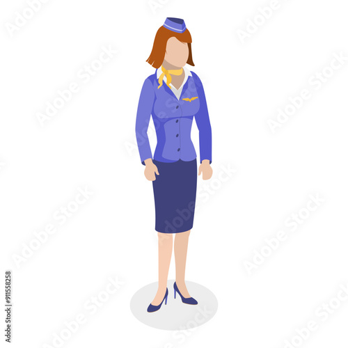 3D Isometric Flat Vector Set of Airport Staff, Group of Airline Employees. Item 9