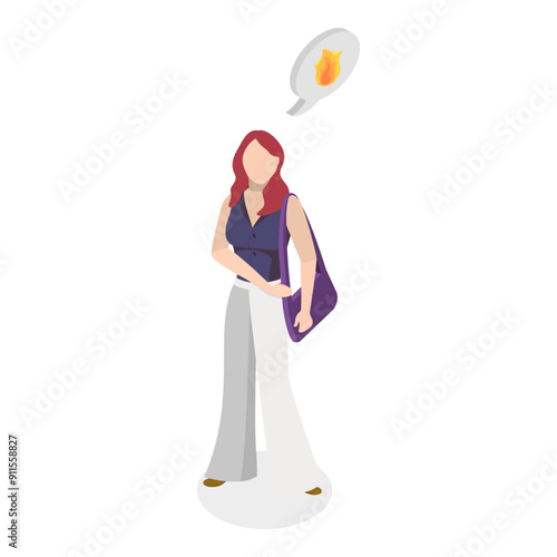 3D Isometric Flat Vector Illustration of Human Personality Feelings, Psychological Mindsets. Item 6