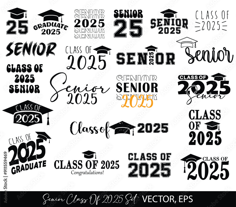 Vecteur Stock Senior Class of 2024 eps scalable vector files Senior 2025, Graduate 2025 bundle