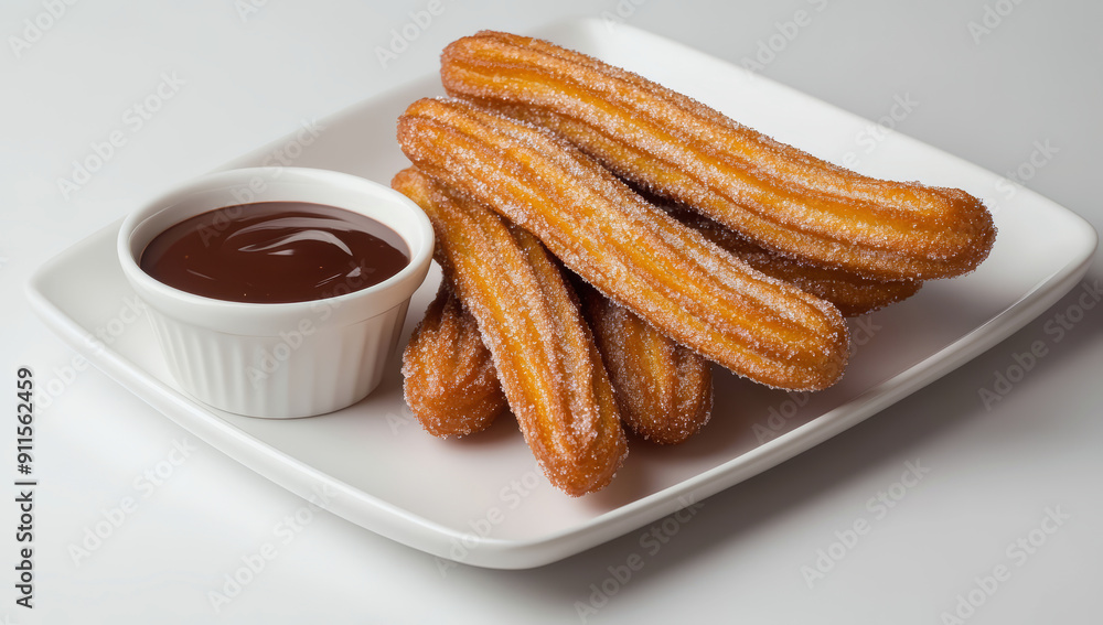 Traditional Mexican dessert churros with chocolate sauce. Traditional Mexican dessert churros with chocolate sauce.