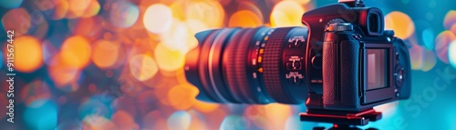 A closeup of a tripod supporting a camera focused on a detailed depiction, photorealistic, rich textures, bright lighting, highdefinition 8K , high-resolution, ultra HD,up32K HD photo