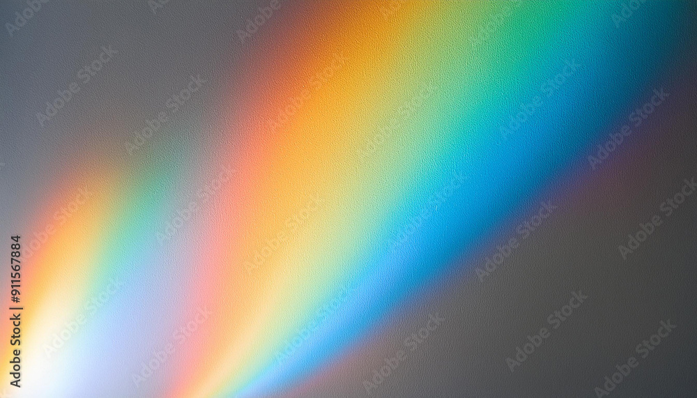 Obraz premium Abstract Prism Light Refraction. Rainbow Spectrum of Colorful Beams on Soft White Background. Minimalist Artistic Display of Natural Light Dispersion and Optical Phenomenon
