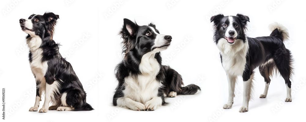 border collie dog collection (sitting, standing, lying) isolated on a white background, animal bundle border collie dog collection (sitting, standing, lying) isolated on a white background, animal bundle