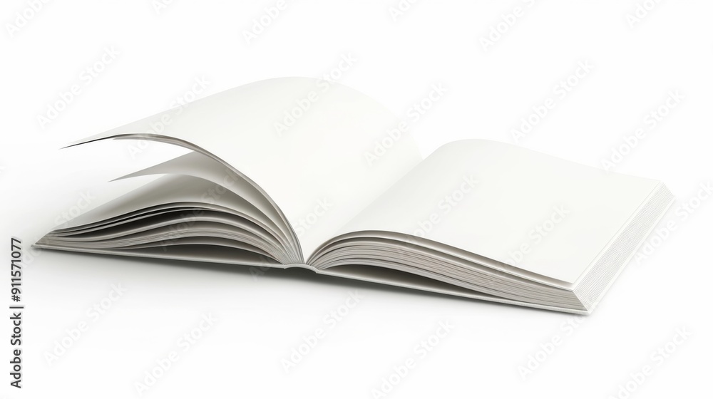 Open white cover book on white background Open white cover book on white background