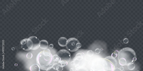 Underwater fizzing bubbles, soda or champagne carbonated drink, sparkling water isolated on white background.