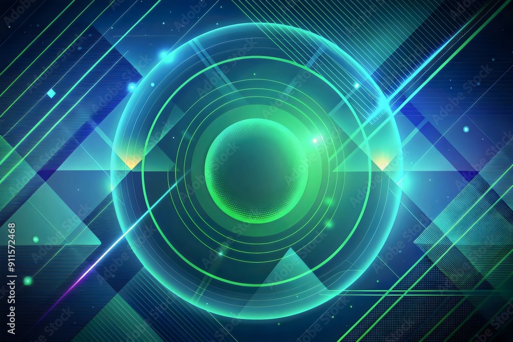 Futuristic Abstract Digital Design Green Sphere Geometric Patterns Lights Background Futuristic Abstract Digital Design Green Sphere Geometric Patterns Lights Background