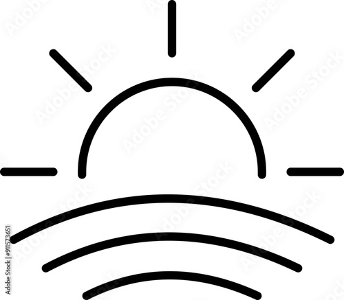 Sun icon. Weather symbol. Linear style.