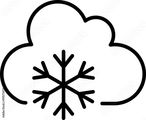 Cloud with snowflake icon. Weather symbol. Linear style.