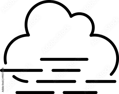 Cloud with wind icon. Weather symbol. Linear style.