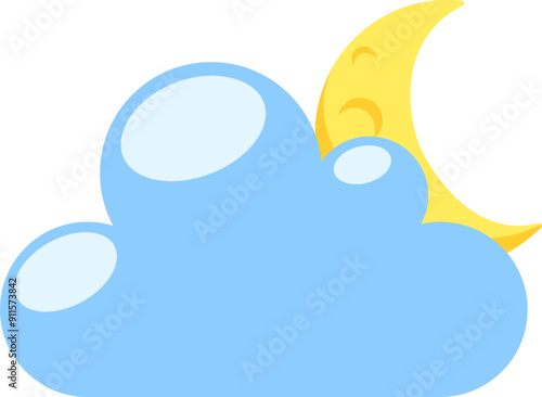 Cloud with moon icon. Weather symbol. Flat style.