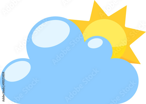 Cloud with sun icon. Weather symbol. Flat style.